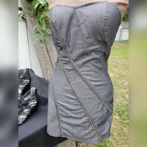 Gray party dress,  Size L--EUC